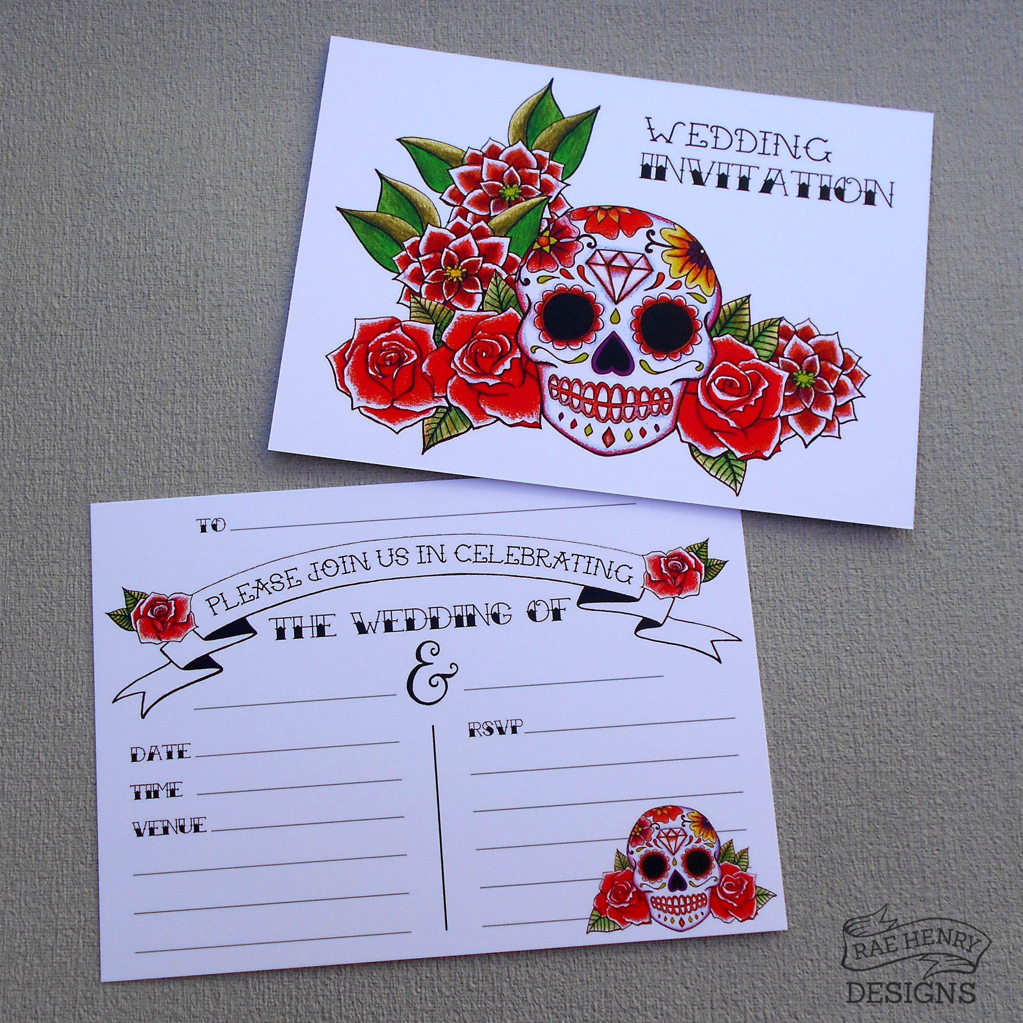 sugar-skull-wedding-invitations-red
