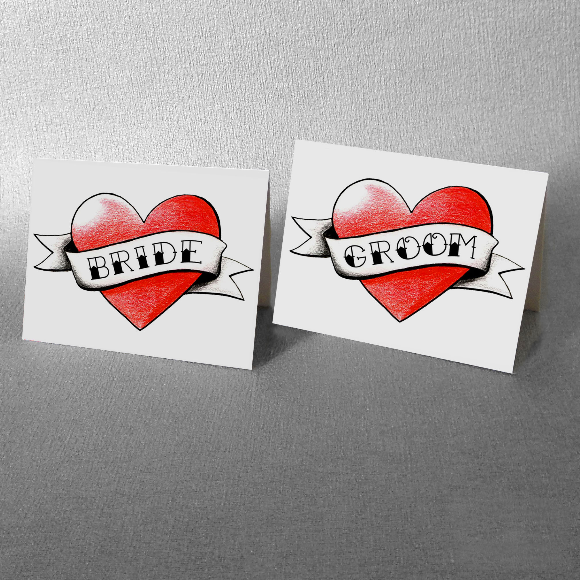 tattoo heart place cards bride groom heart place cards