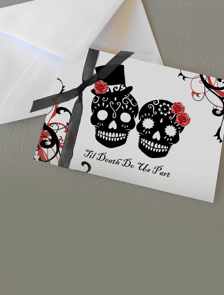 skull wedding invitations