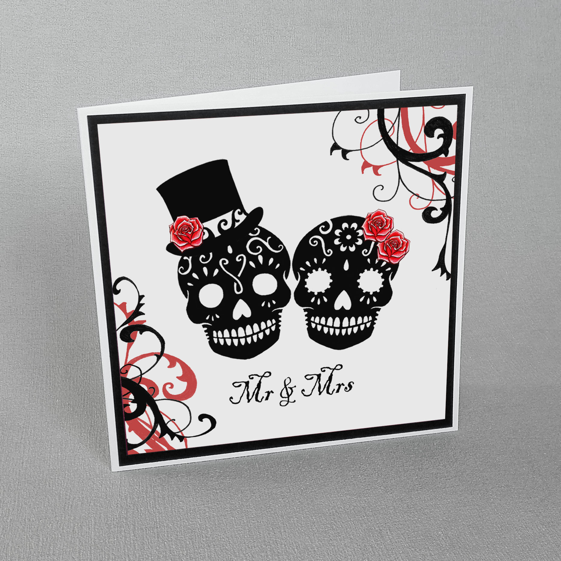 Sugar Skull Table Numbers Names Day of the Dead Wedding Tattoo Candy Black Red